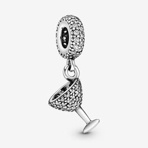 Pandora Sterling Silver Pavé Cocktail Glass Charm